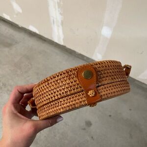 Woven Tan Crossbody Bag